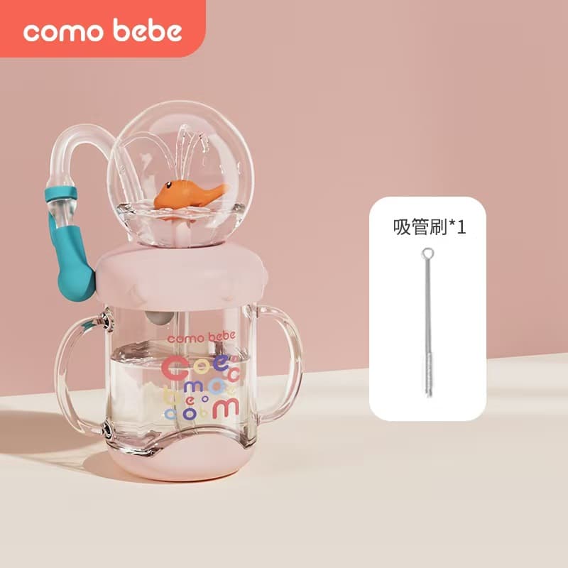 In Stock Children's Water Bottle Whale Spray Baby Straw Cup Kindergarten Home Fun Drinking Cup