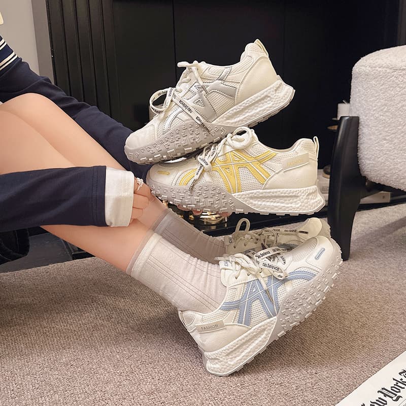 4CM Raised Mesh Agam Sneakers Women 2026 Summer Autumn New Thick Sole White Casual Sports Breathable German Training Shoes