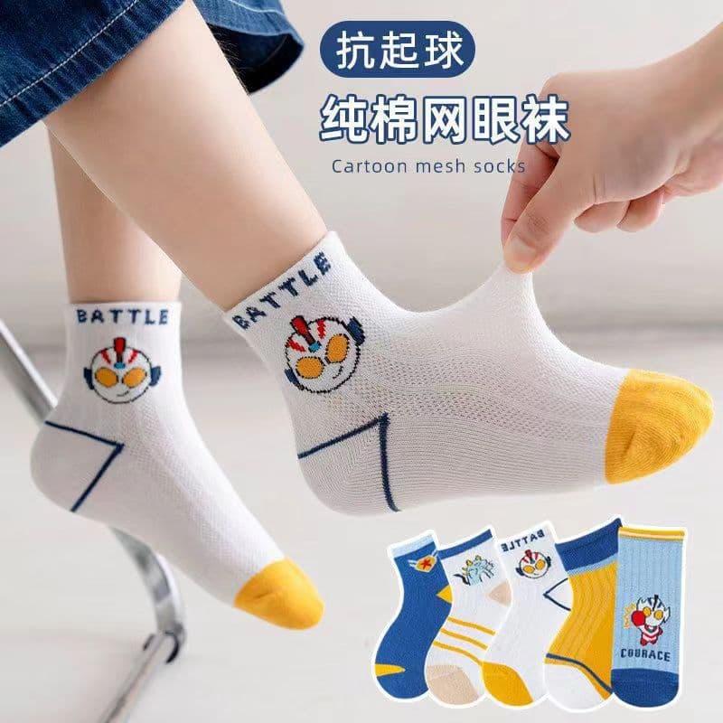 Children's Socks Boys Socks Summer Thin Mesh Short Socks Breathable Cotton Socks Cartoon Baby Boys Summer Breathable