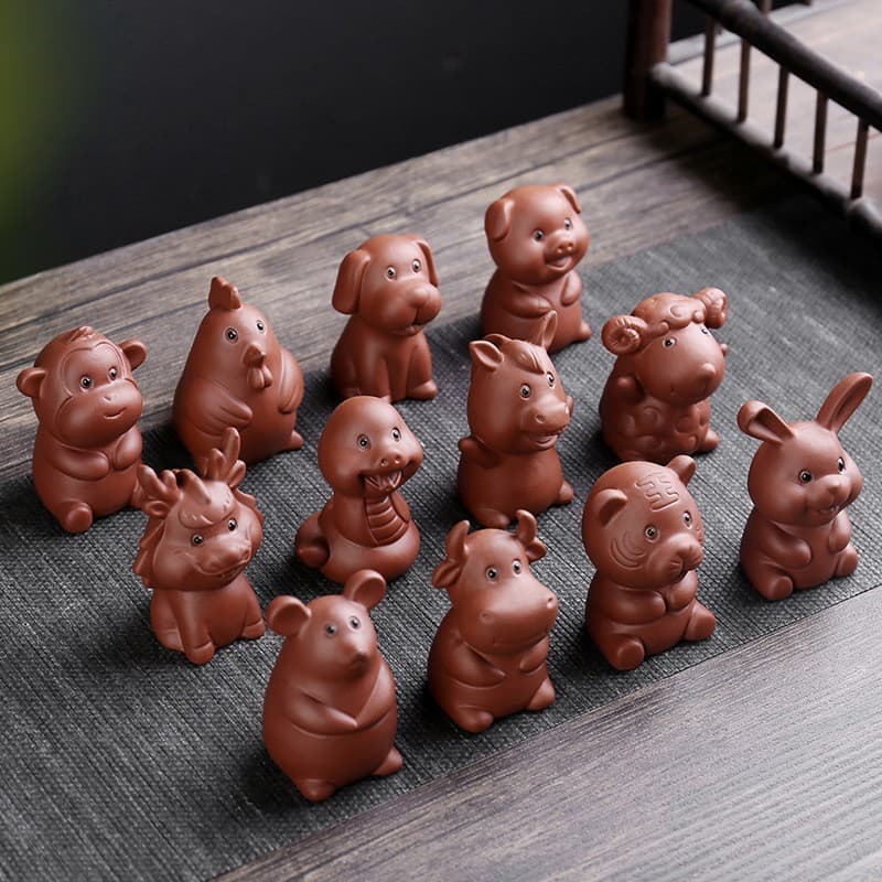 New purple sand twelve zodiac signs tea pet cute creative can be raised in the office cute mini ceramic small ornaments