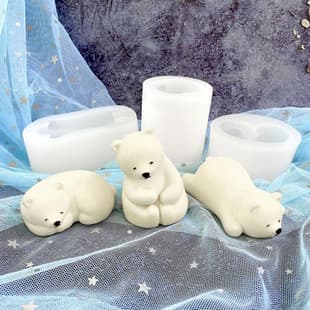 Polar Bear Squishy Silicone Mold Creative Candle Aromatherapy Resin Epoxy Chocolate Cake Decoration Model