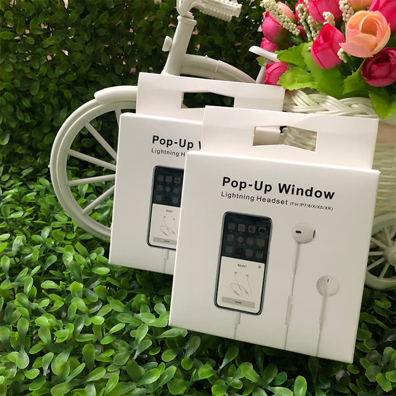 Compatible with Apple iPhone 7/8/X/XS/XR Bluetooth Pop-up Earphone Box, Wired Lightning In-Ear Paper Packaging