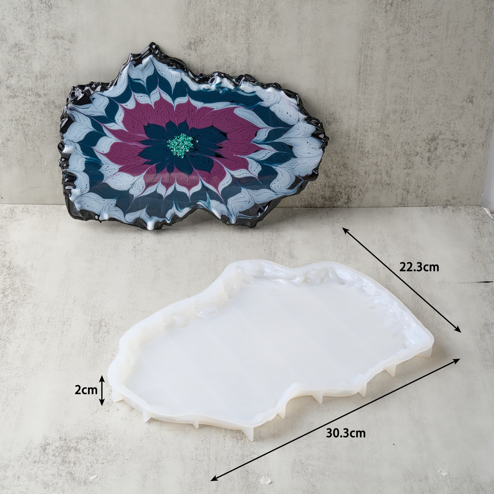 30cm Irregular Tray Silicone Mold DIY Shaped Table Epoxy Resin Mold Gypsum Coaster Making