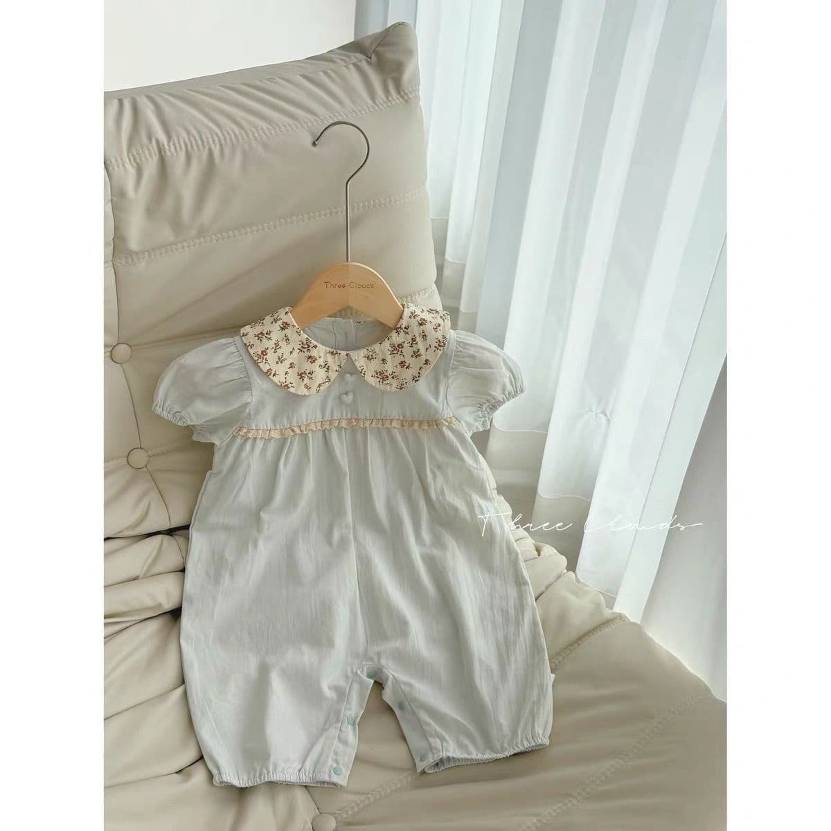 2026 Mint Summer Solstice Summer Infant Doll Collar Short Climbing Clothes for Baby Girls Fresh Korean Style Sweet Floral Collar Climbing Clothes
