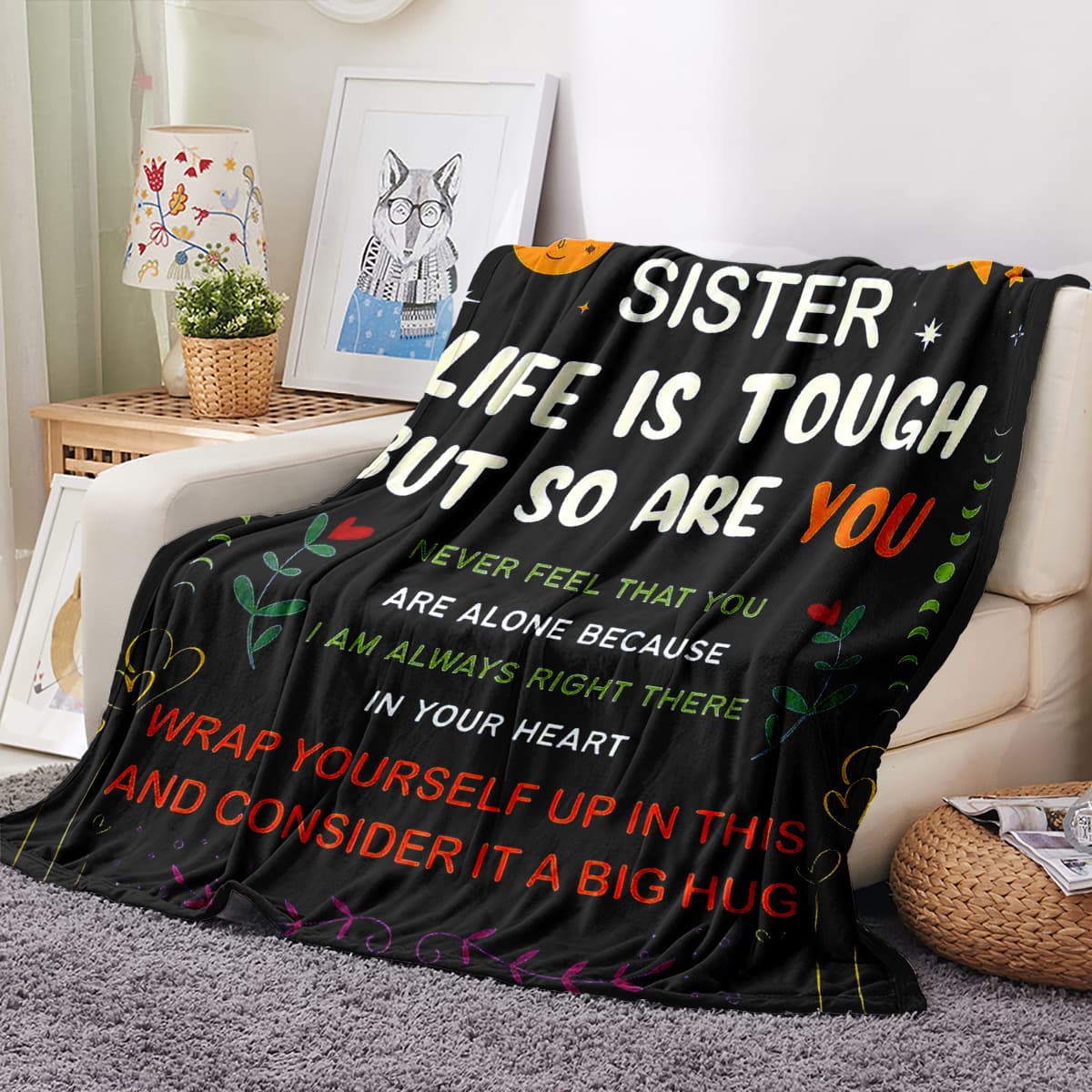 Cartoon Print Flannel Blanket, Gift for Best Friend Festival Envelope Blanket Sofa Cover Blanket Warm and Comfortable