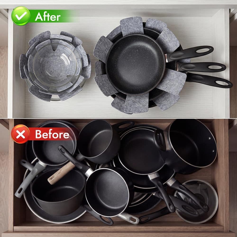 Felt Pot Pad, Pan Separator Pad, Frying Pan, Ceramic Stew Pot, Glassware, Cookware Protection Pad Set, Heat Insulation Pad