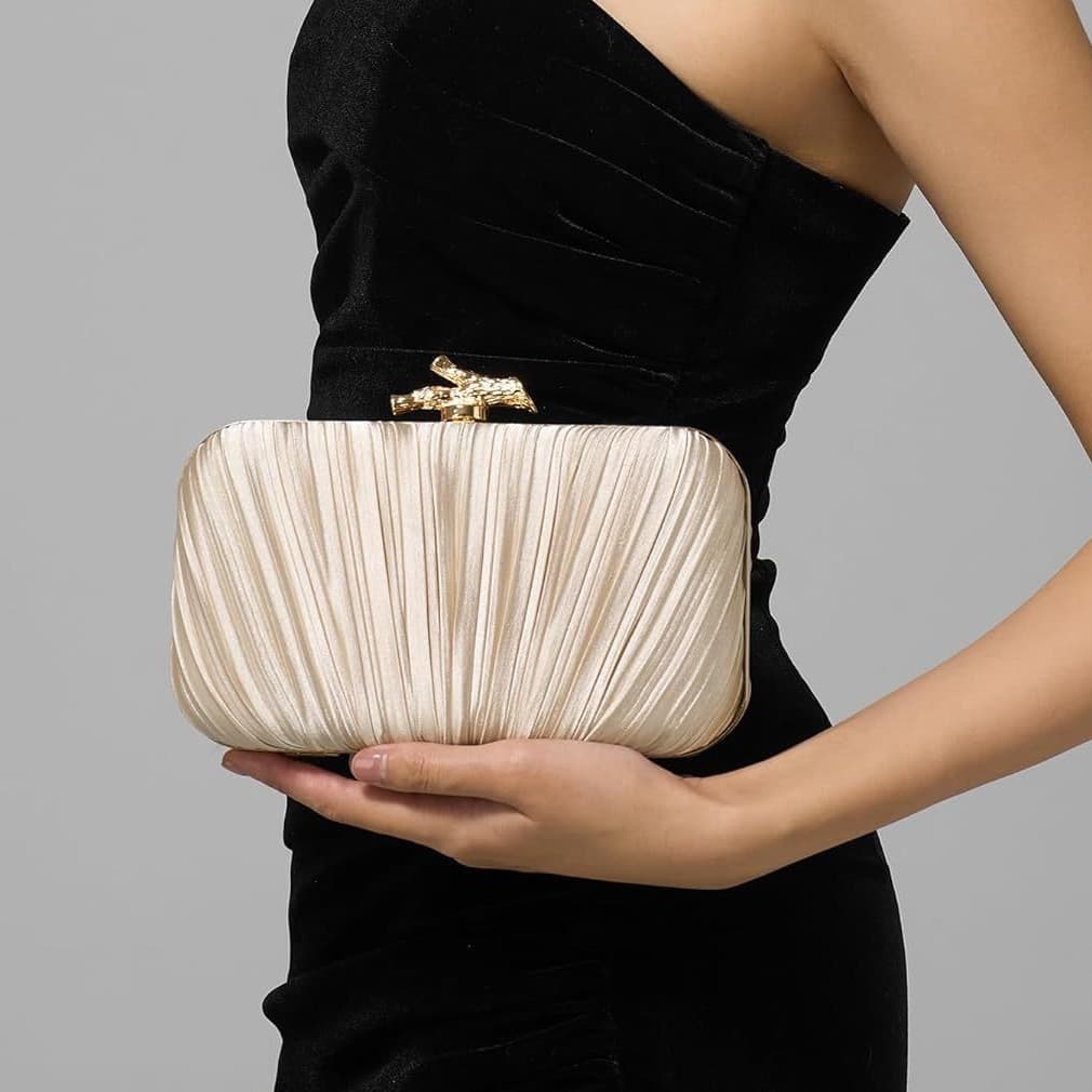 2025 New Cross-Border Pleated Clutch Evening Bag Banquet Bag Women's Celebrity Evening Dress Bag Wedding Evening Bag
