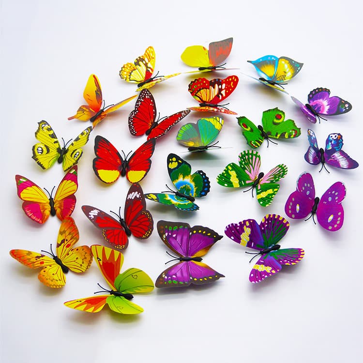8cm Colorful Simulation Butterfly 3D Butterfly Wall Decoration with Pin, Single Layer Curtain Butterfly Sticker