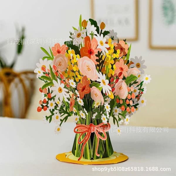 Forever-Blooming 3D Flower Pop-Up Card Valentine's Day Greeting Card Gift