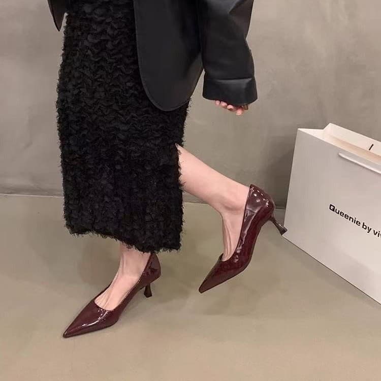 Women's High Heels 2026 New Spring Elegant Chic Comfortable Thin Heel Luxury Black Pointed Toe Shoes