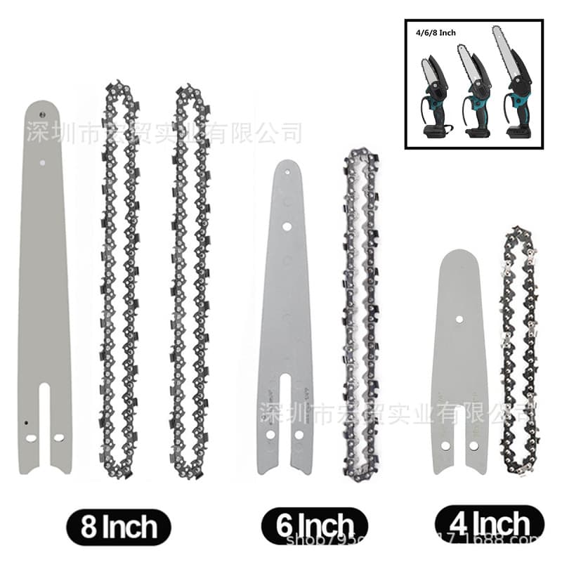 Cross-border 4/6/8 inch chainsaw chains, mini chainsaw drive chains and guide plates, wood cutting accessories