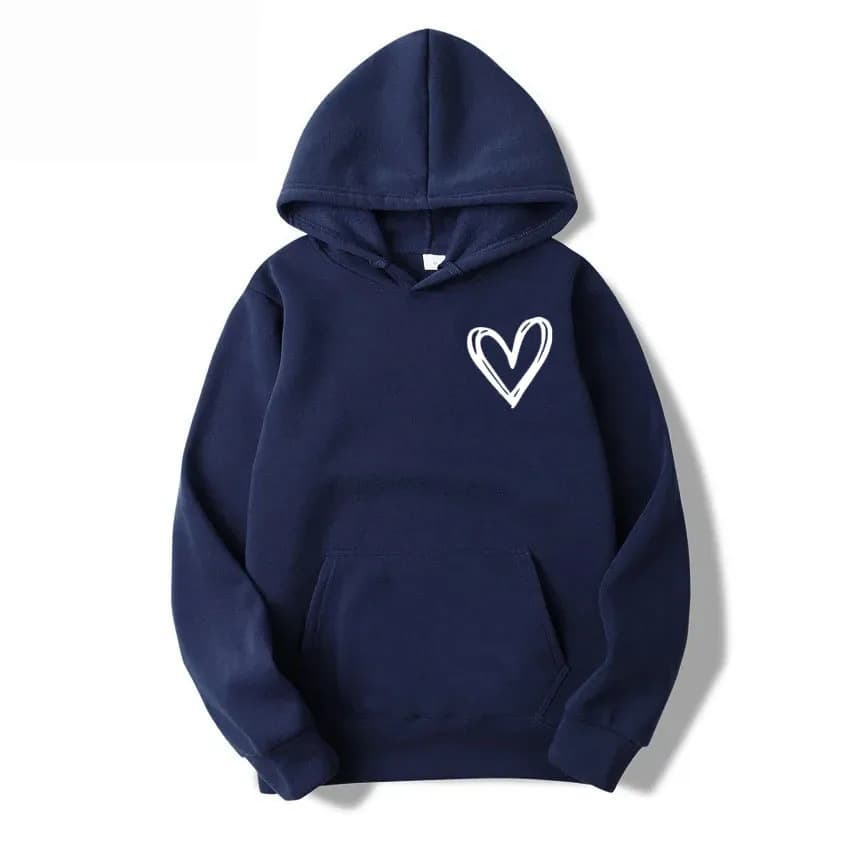 2D Love Long Sleeve Hooded Sweatshirt Casual Sports Top Spring and Autumn Hooded Sweatshirt