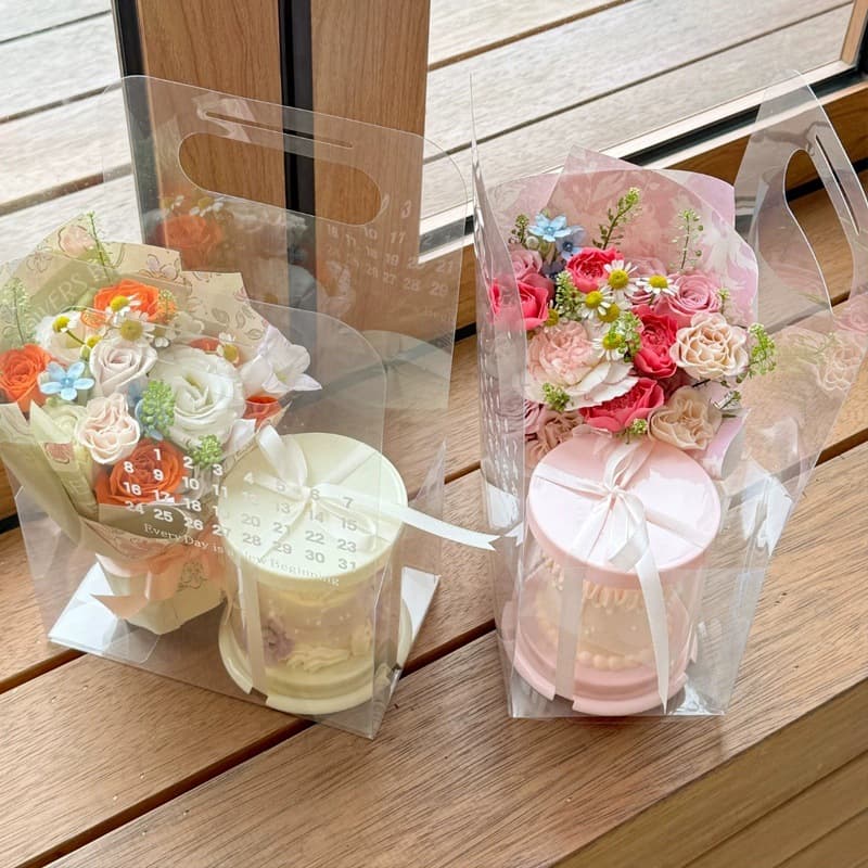Teacher's Day Gift Wrapping Tote Bag, Souvenir Bouquet Cake Decoration, Floral Rose
