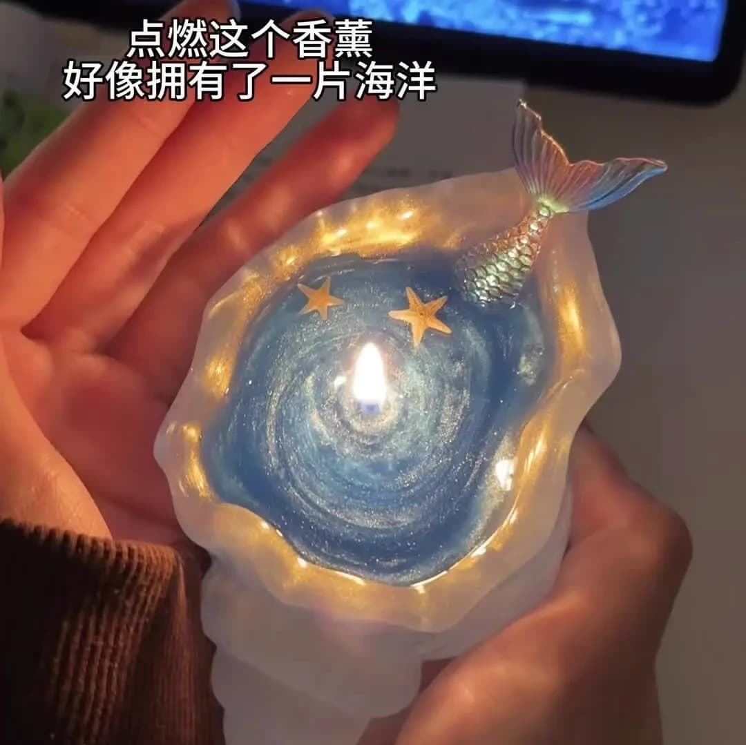 Creative conch shell scented candle, handmade gift with starry sea ambiance, jelly wax, and high aesthetic value as a souvenir