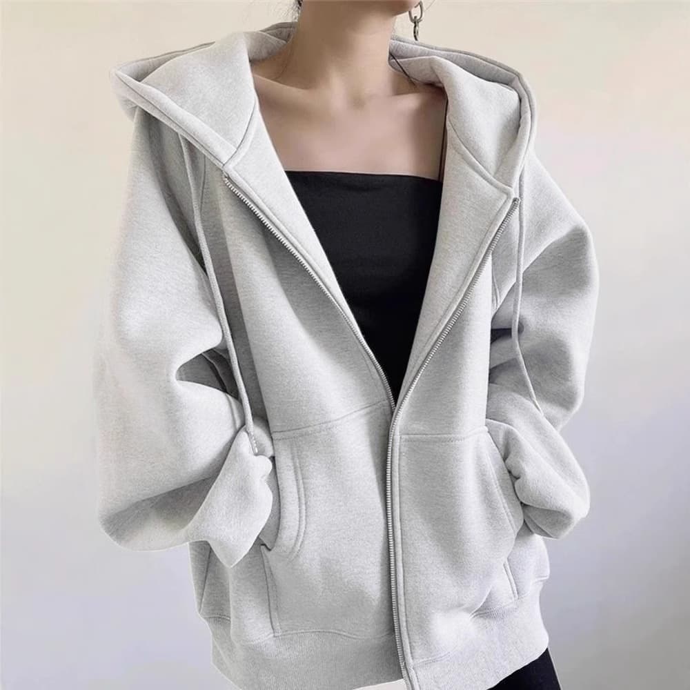 Oversized Hoodie for Women, Loose Fit, Streetwear Ins College Style, Fleece-Lined Jacket, New Autumn Top