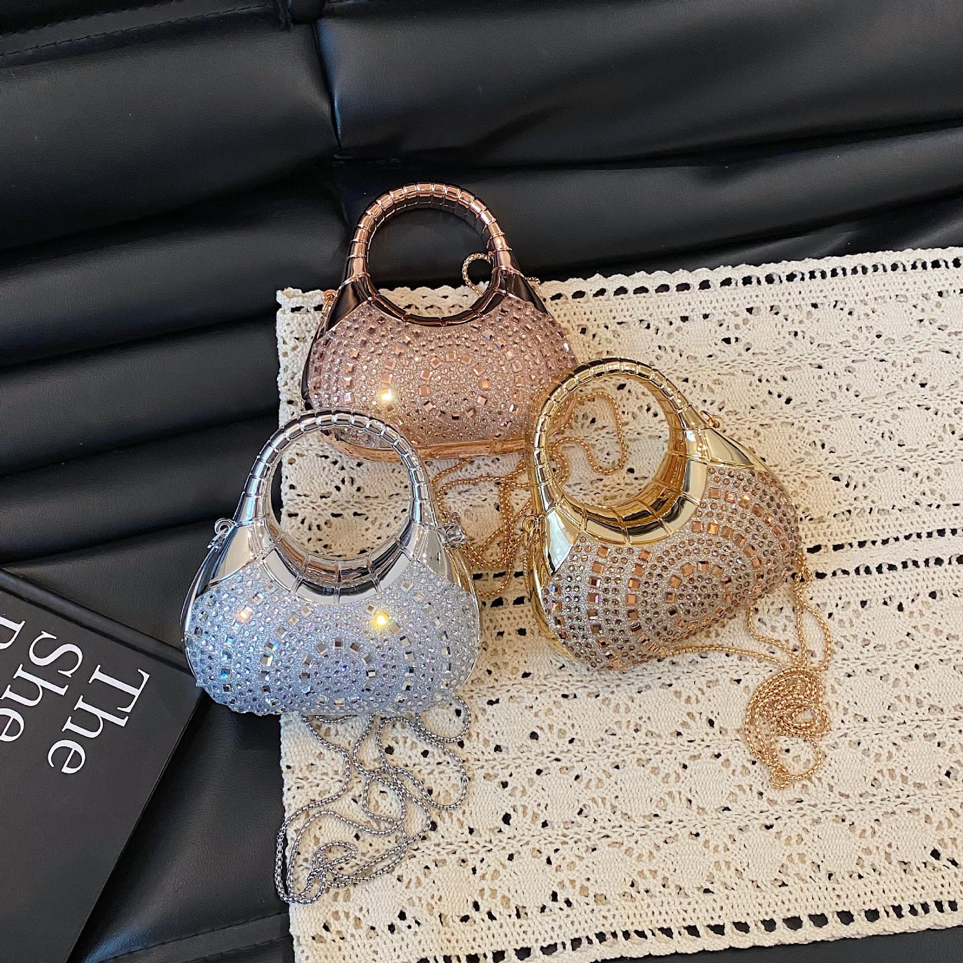 European and American Cross-Border Rhinestone Acrylic Bag Mini Children's Rhinestone Bag Small Handbag Shoulder Bag Coin Purse Sparkling Diamond Bag