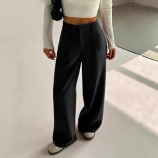 2025 New Women's Elegant High-Waist Loose Slimming Fall Winter Floor-Length Casual Trousers