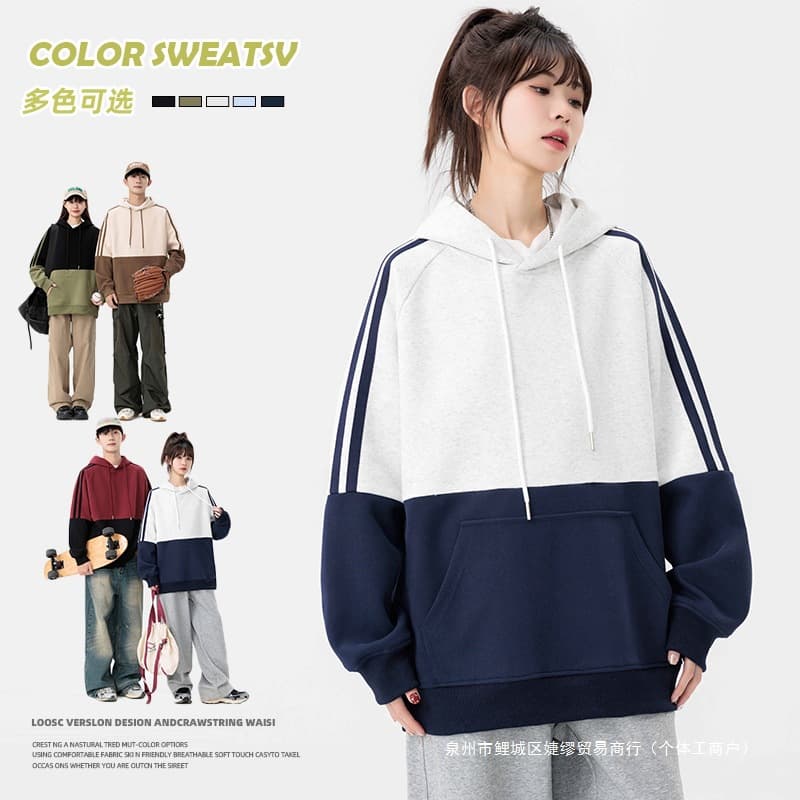 Cross-border American-style trendy hoodie for men, spring/fall 2024 new fashion loose print pullover youth clothing