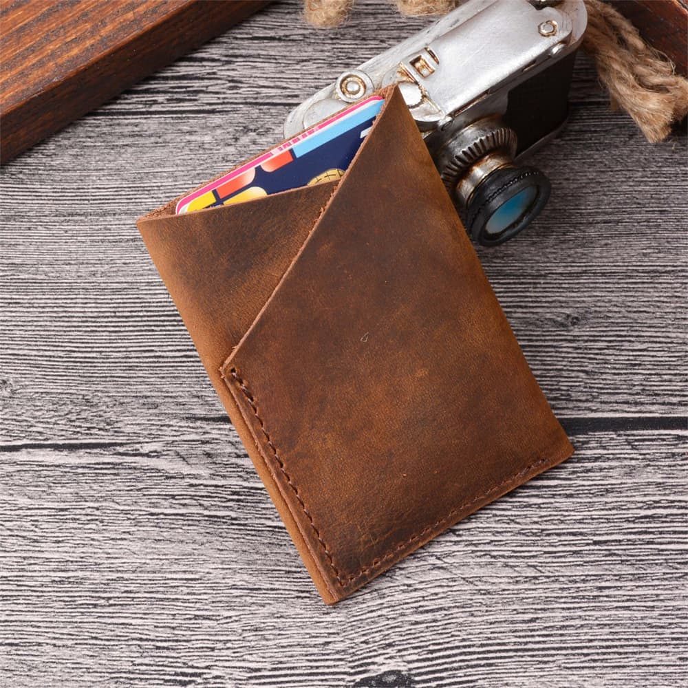 Manufacturer cow head layer cow card holder simple single card slot European and American style retro card holder storage handmade genuine card bag