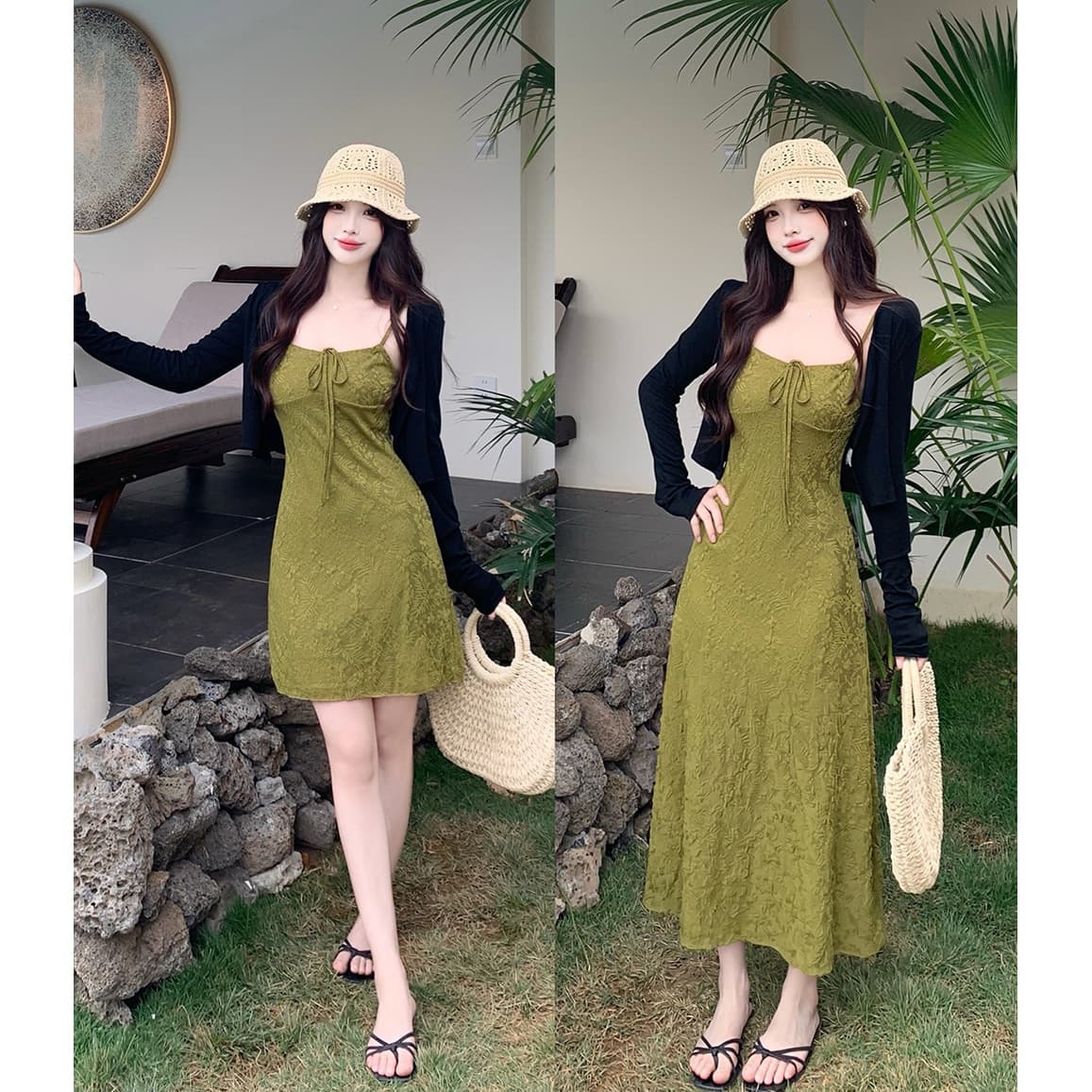 Plus Size 2026 Summer New Pure Desire Vintage Waist-Cinching Camisole Dress Versatile Cardigan Two-Piece Set for Women