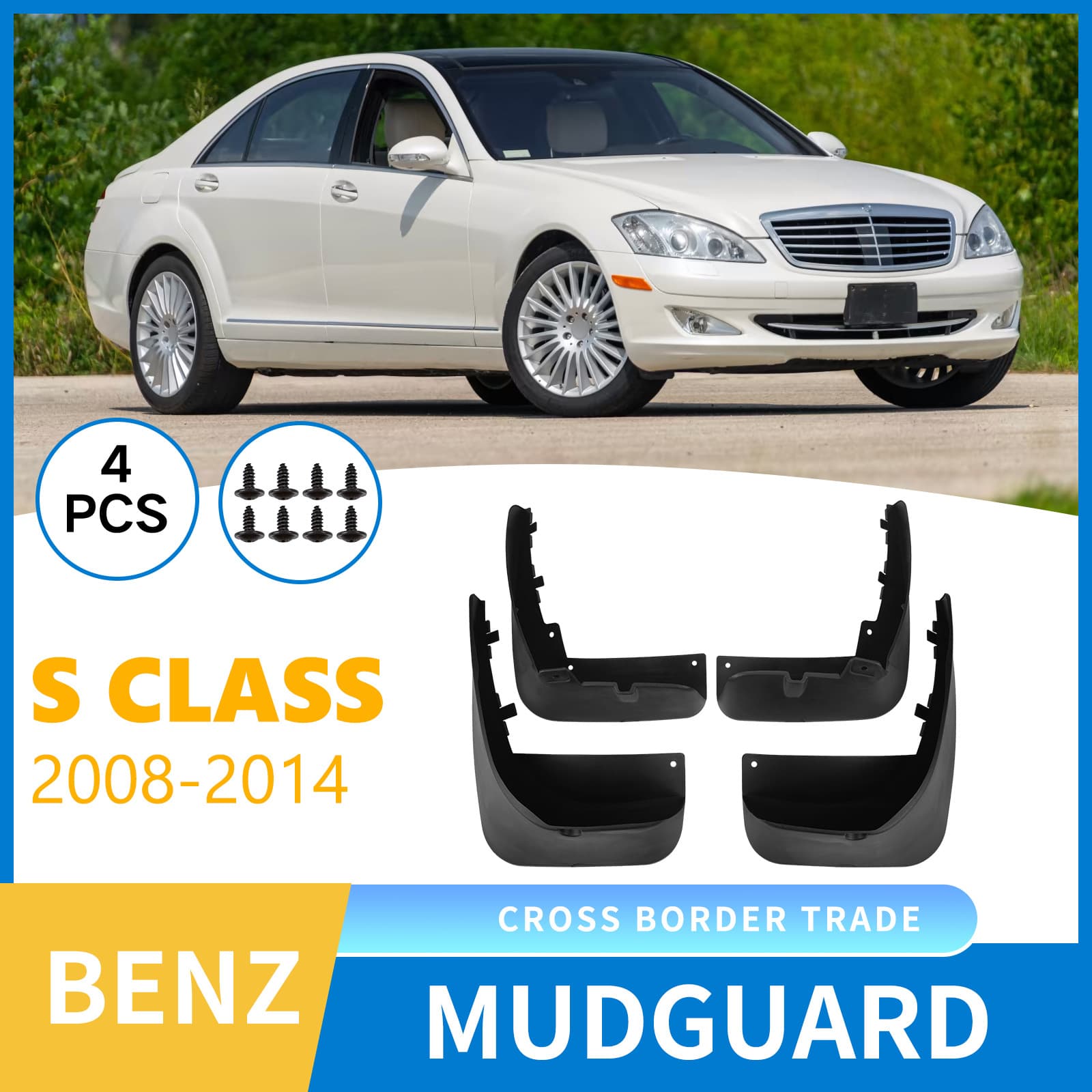For Mercedes-Benz S-Class W221 2008-2014 Car Mud Flaps Leather Style