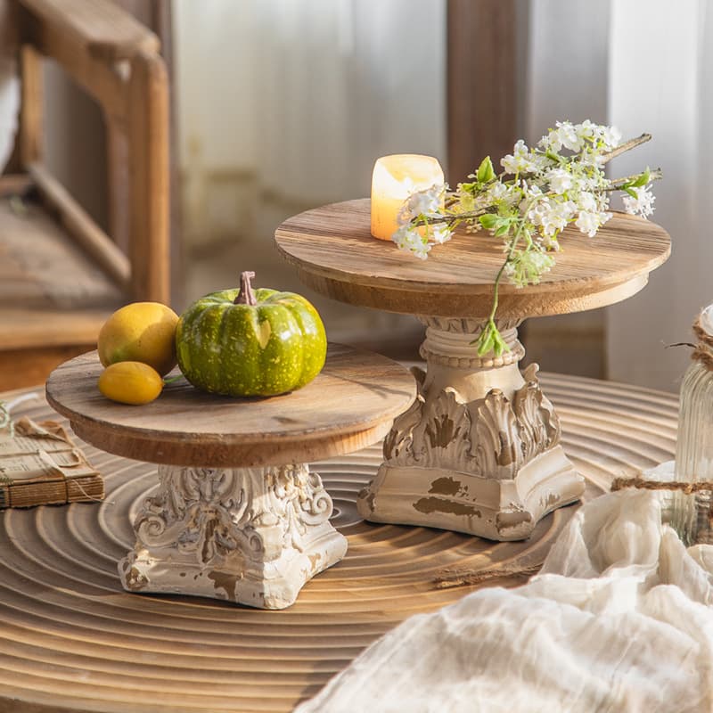 American Solid Wood Round Base Pastoral Vase Carving Crafts Ornaments Teapot Fish Tank Strange Stone Log Bracket