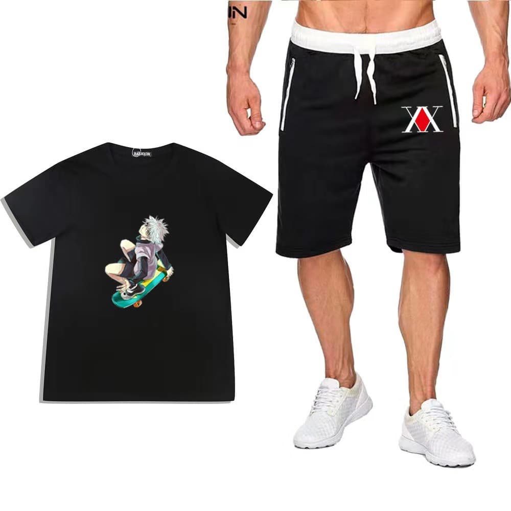 Anime Merch Hunter x Hunter Short Sleeve T-Shirt and Shorts Set Unisex T-Shirt and Bermuda Shorts Set
