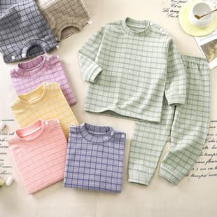 Children's DeRong Fleece Set Boys Autumn Winter Pajamas Homewear Girls Thermal Underwear
