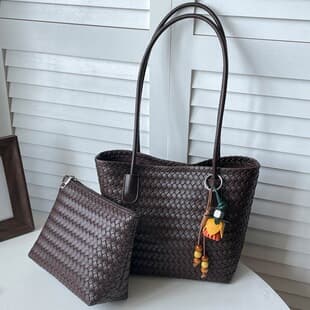 Large Capacity Solid Color High Fashion New Casual Shoulder Bag Trendy Underarm Bag Woven Commuter Tote Bag