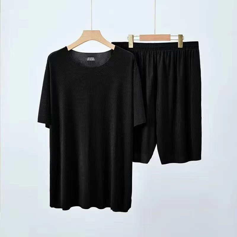 Curated Couple Loose Fit Homewear Pajamas Women Thin Long Pants Short Sleeve Men Short Sleeve Shorts