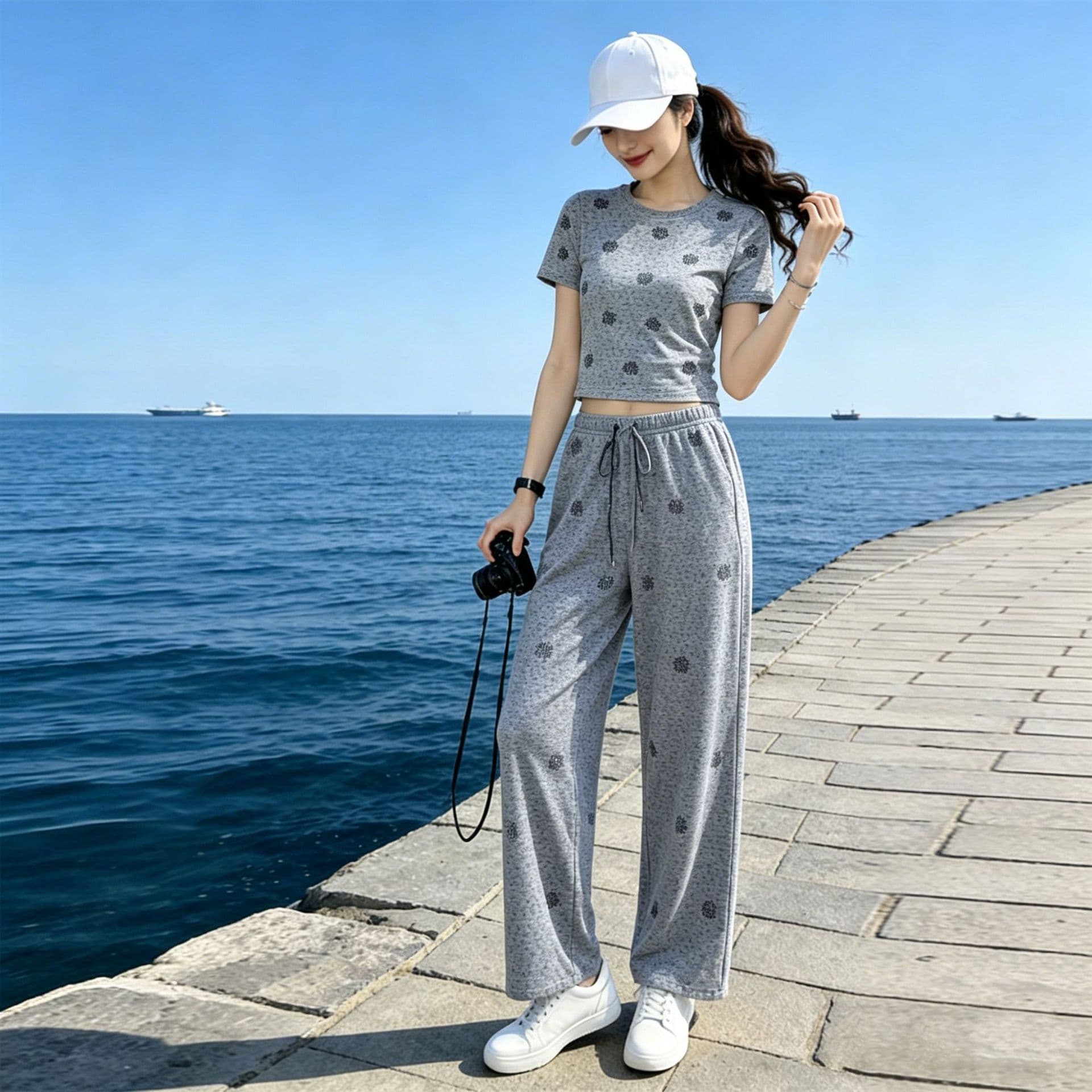2026 Trendy Loose Fitting Slimming Shorts Two-Piece Set Fashion Sportswear for Women New Summer 3547