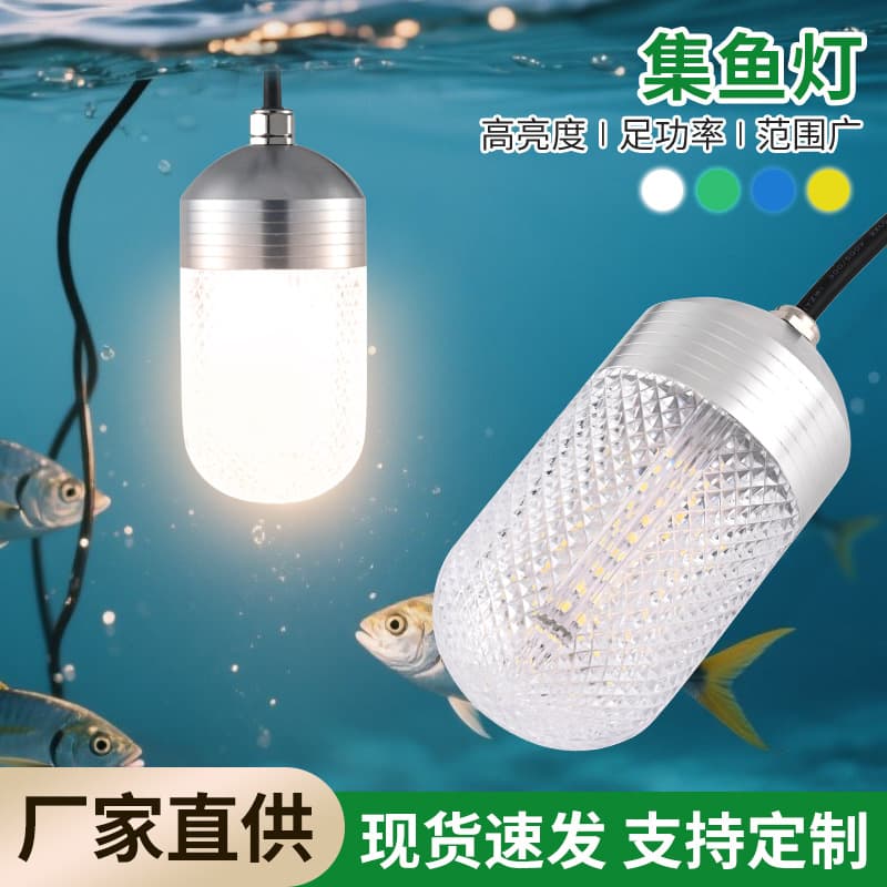 New Cross-border 12-24V Underwater Fish Attractor Light 80W Fishing Light LED Raft Fishing Sea Fishing Waterproof Fish Luring Light