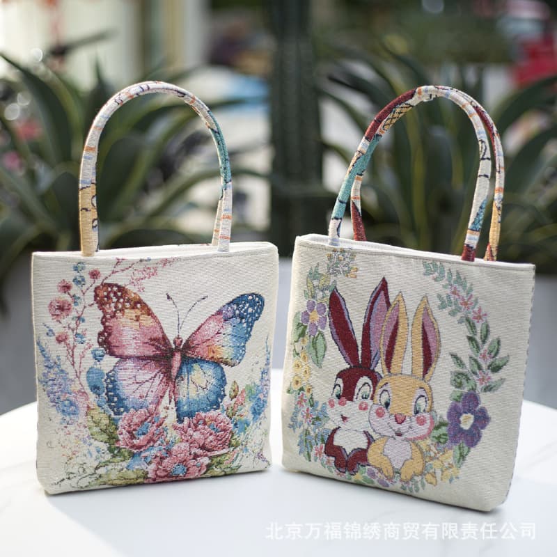 New ethnic style handbag sand release embroidered bag fresh and casual double-sided gold silk embroidered small cloth bag Hanfu bag