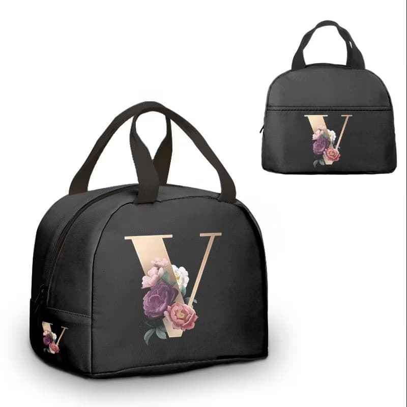 Spot new hot selling letter fully printed lunch bag children's meal bag student picnic bag insulated lunch bag