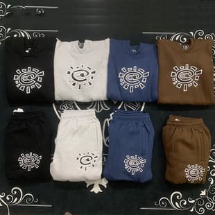 Cross-border niche trendy brand ADWYSD sun roll fleece hoodie and sweatpants set hoodie pants athletic long pants