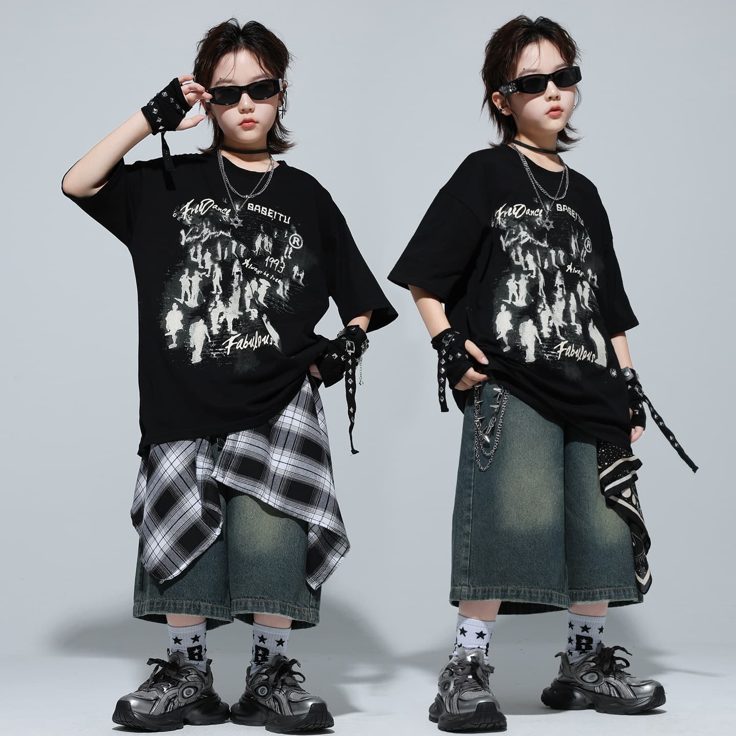 Hip-Hop Kids Summer New Style Street Dance Performance Outfit Set for Boys and Girls Jazz Dance Costume