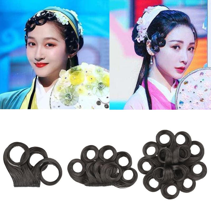 Green Snake Wig Bangs Hanfu Hairpiece Stage Performance Film and TV Drama Wig Ancient Costume Wig Xiaoqing Sideburns Bangs Hairpiece