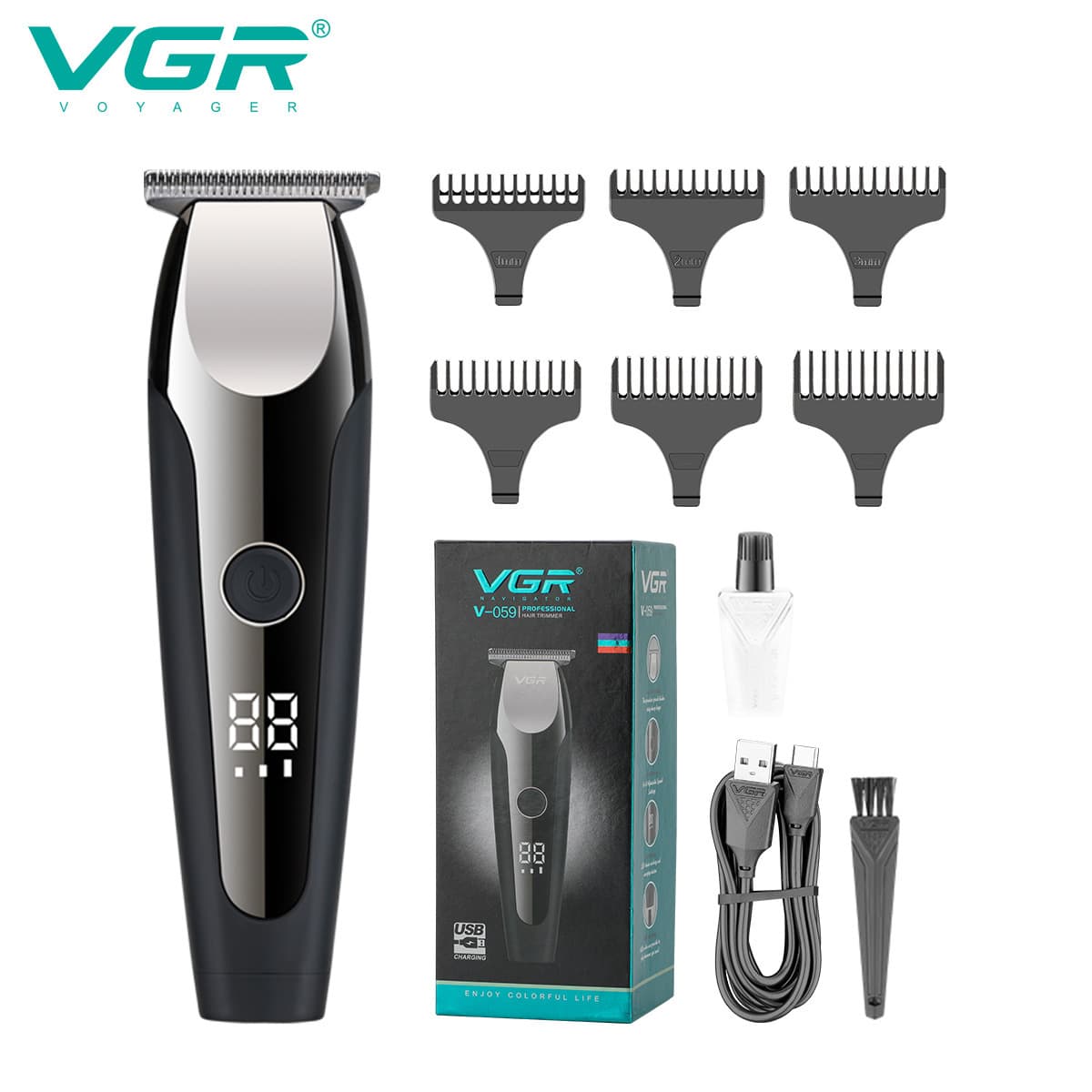 VGR059 New Cross-Border Hair Clipper for Men, Electric Hair Trimmer for Fade Haircuts, Professional Barber Clipper