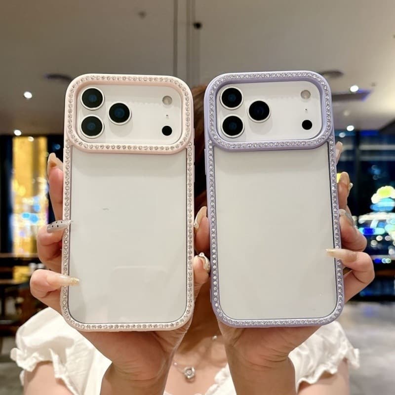 Crystal Rhinestone Acrylic Phone Case Compatible with iPhone 17 Pro Max, Diamond-Studded Case for iPhone 16 Transparent DIY Craft Material