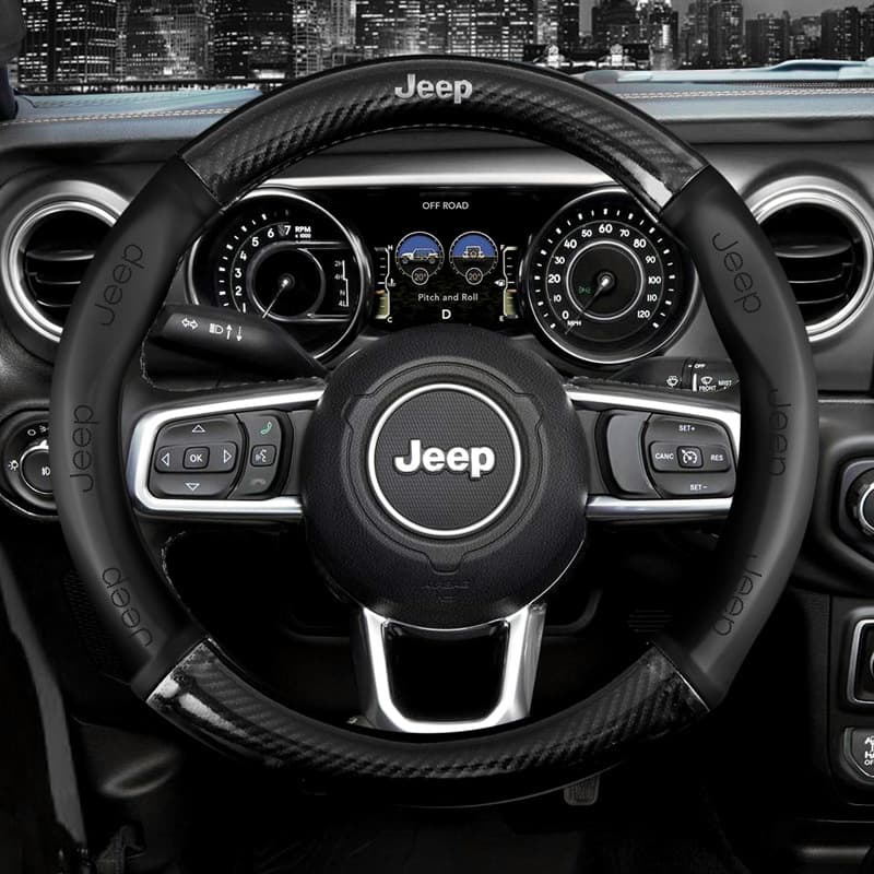 Jeep Wrangler Grand Cherokee Carbon Fiber Steering Wheel Cover - Free Light, Free Man