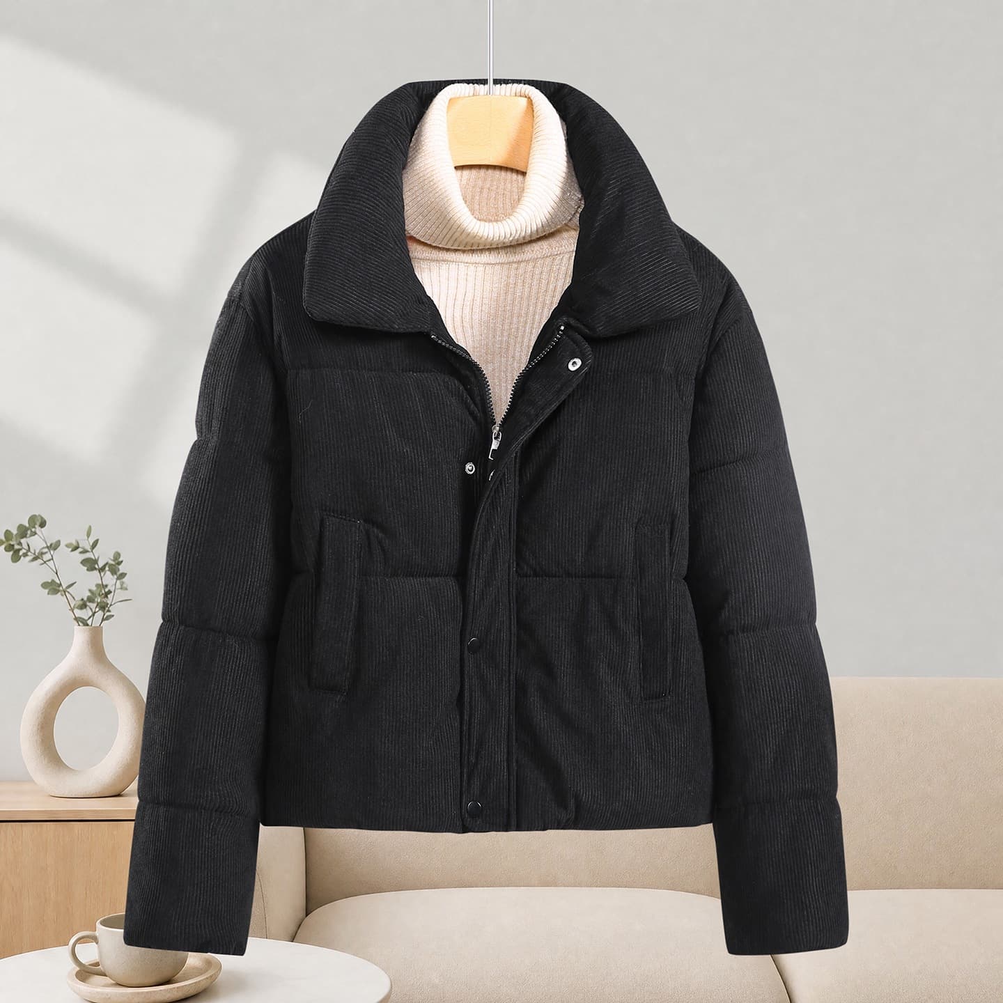 Foreign trade 2026 winter new style stand-up collar cotton coat, fashionable and versatile, western style warm bread coat, cotton coat, women's simple coat