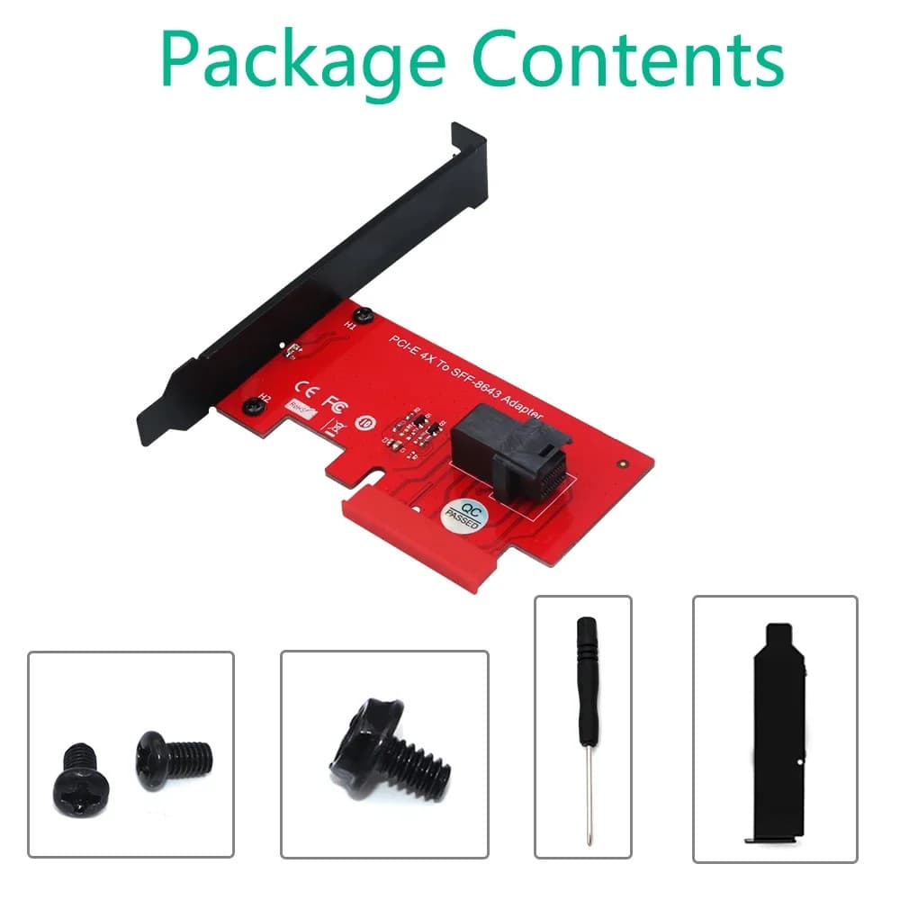 SFF-8643 to PCI-E 4X, U2 PCI-E 4X Adapter Card