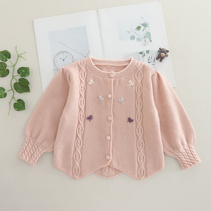 2025 Spring and Autumn New Baby Sweater Cardigan 1-3 Years Old Girls Bow Cardigan Newborn Baby Knitwear Top