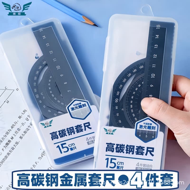 High carbon steel metal student ruler set 15CM/18CM/20CM Morandi 5-color student ruler ruler set