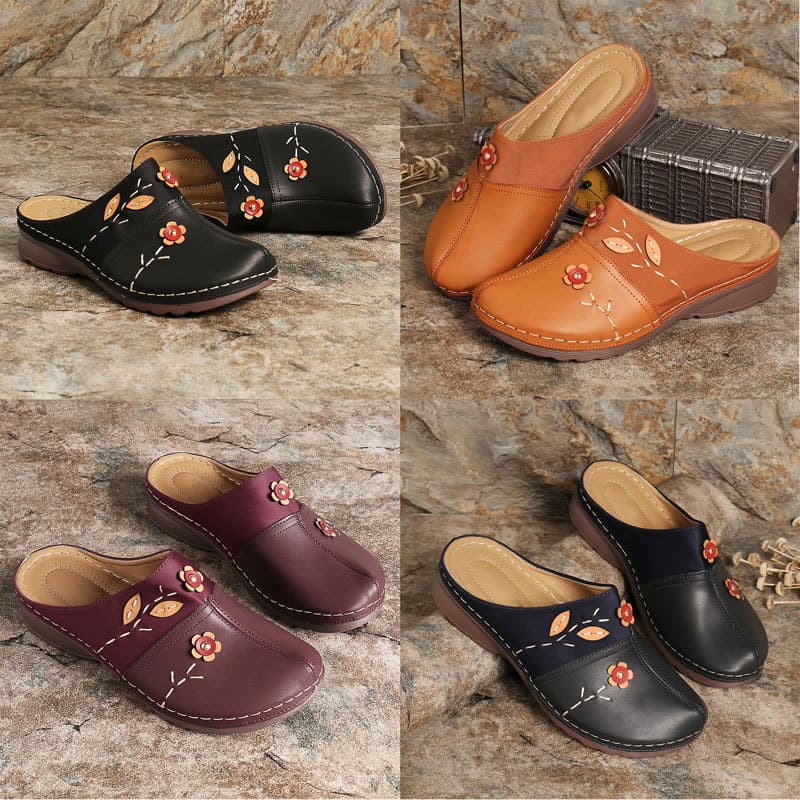 Summer export women's shoes, cross-border special supply, European and American plus size women's sandals, floral flat women's slippers, factory direct sales