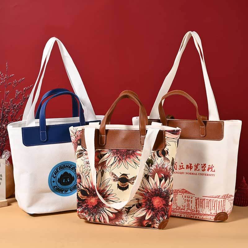 Custom Logo Thickened Structured Canvas Bag, Customizable Handbag, Single-Shoulder Crossbody Tote with Detachable Strap