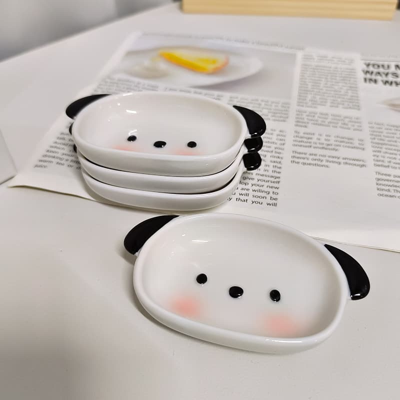 Ceramic dipping dish cute blush puppy flavor dish hot pot ceramic tableware ins style cartoon children's tableware