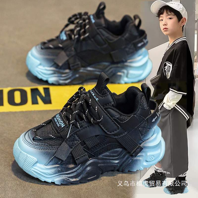 Boys' Sports Shoes 2025 Autumn/Winter New Children's Running Shoes for Big Kids Student Dad Shoes Two-Layer Cotton Shoes