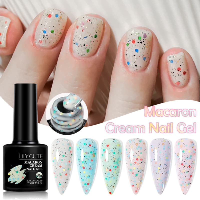 LILY'CUTE Cross-border New Cream Glue Candy Macaron Gel Polish Set Nail Polish Nail Art Gel Wholesale