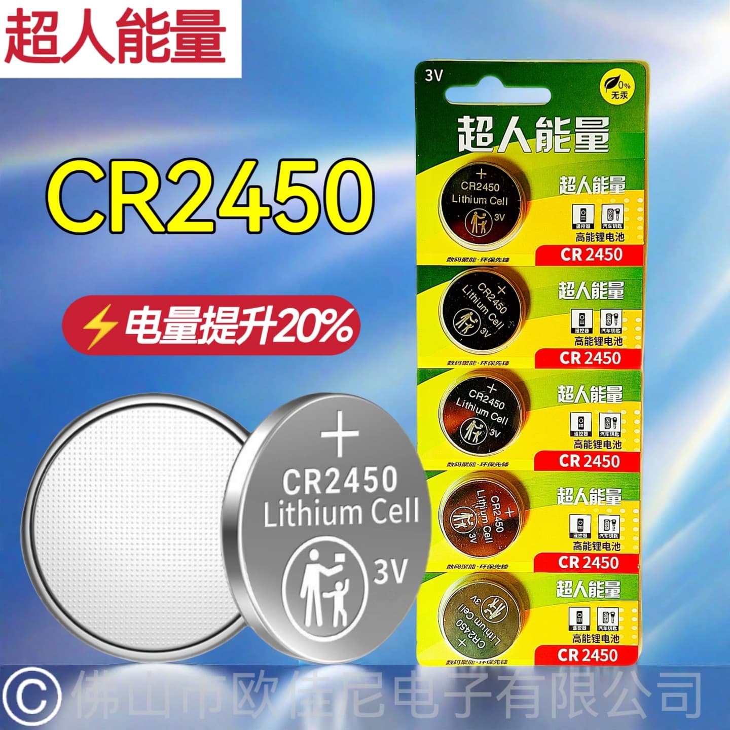 Wholesale High Capacity CR2450 Button Cell Battery CR2450 Lithium Battery for Car Key Remote Control and Bike Computer